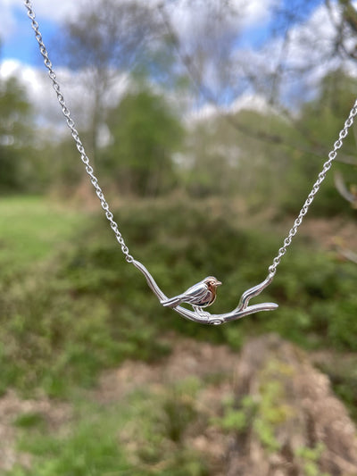 Robin On Branch Necklace