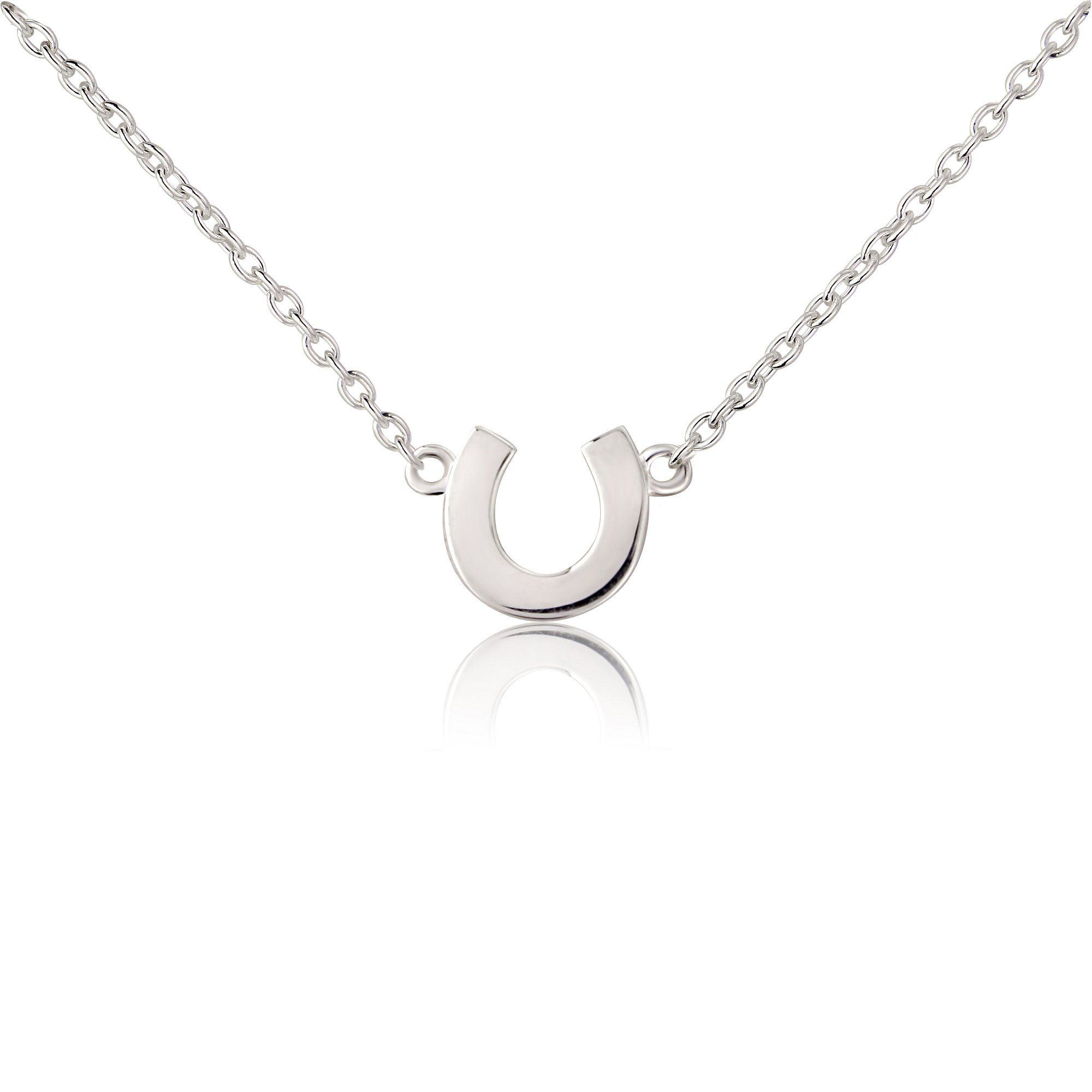 Rose Gold Accented Sterling Silver Horseshoe Necklace - Horseshoe Gleam |  NOVICA